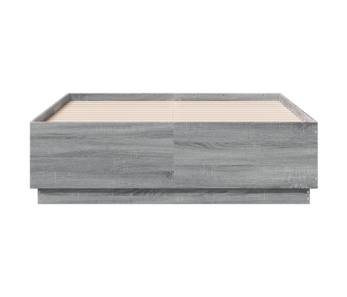 Estructura cama con luces LED madera gris Sonoma 140x190 cm