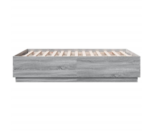 Estructura cama con luces LED madera gris Sonoma 140x190 cm