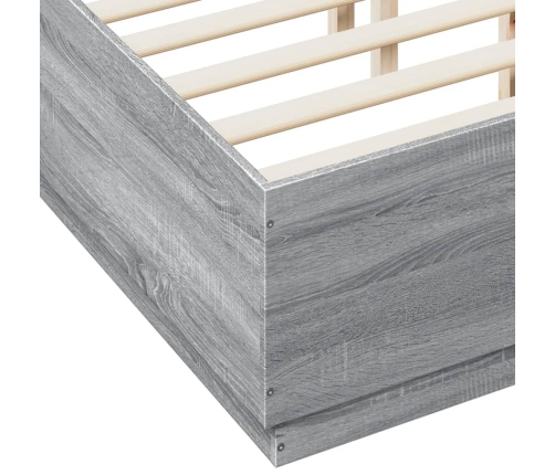 Estructura cama con luces LED madera gris Sonoma 140x190 cm