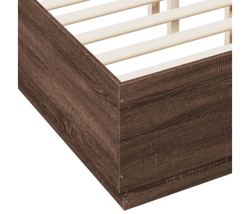 Estructura cama con luces LED madera roble marrón 140x190 cm