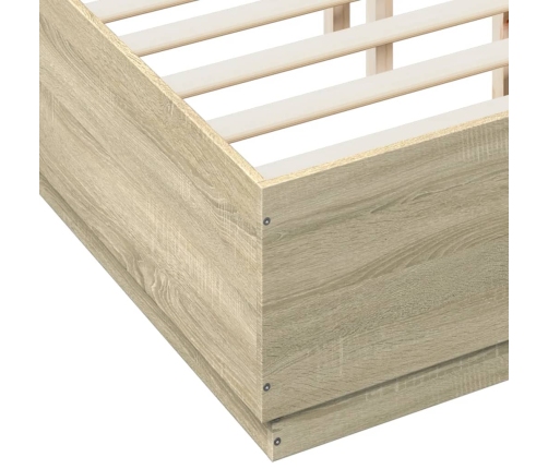 Estructura cama con luces LED madera roble Sonoma 135x190 cm