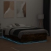 Estructura cama con luces LED madera roble ahumado 135x190 cm