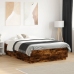 Estructura cama con luces LED madera roble ahumado 135x190 cm