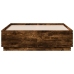 Estructura cama con luces LED madera roble ahumado 135x190 cm