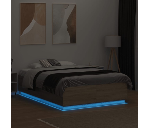 Estructura cama con luces LED madera roble Sonoma 120x190 cm