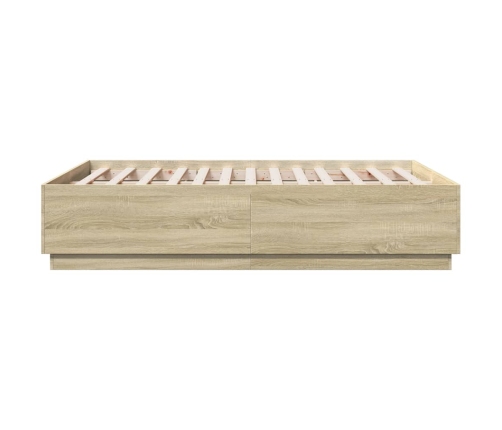 Estructura cama con luces LED madera roble Sonoma 120x190 cm