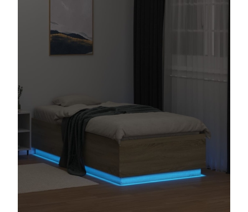 Estructura cama con luces LED madera roble Sonoma 90x190 cm