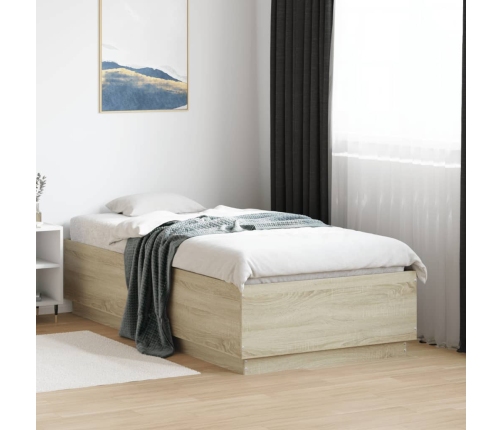 Estructura cama con luces LED madera roble Sonoma 90x190 cm