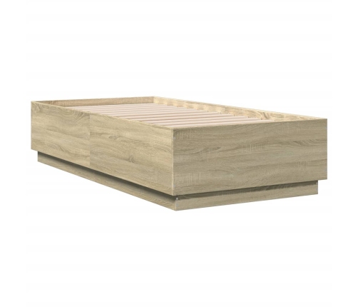 Estructura cama con luces LED madera roble Sonoma 90x190 cm