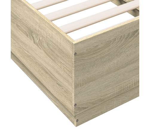 Estructura cama con luces LED madera roble Sonoma 90x190 cm