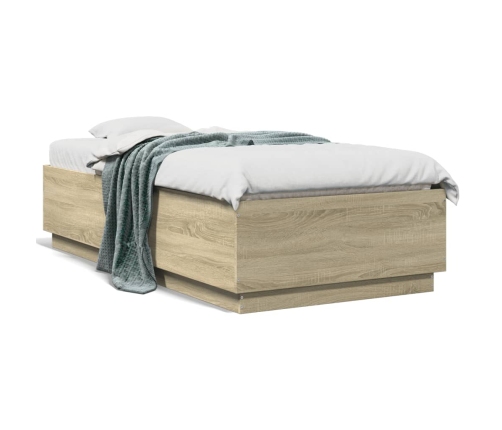 Estructura cama con luces LED madera roble Sonoma 90x190 cm