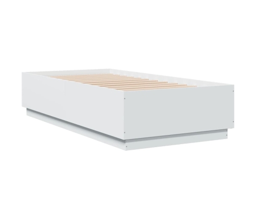 Estructura cama con luces LED madera ingeniería blanco 75x190cm
