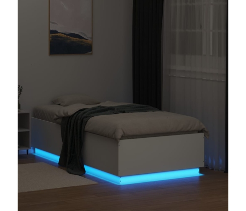 Estructura cama con luces LED madera ingeniería blanco 75x190cm
