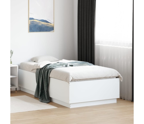 Estructura cama con luces LED madera ingeniería blanco 75x190cm