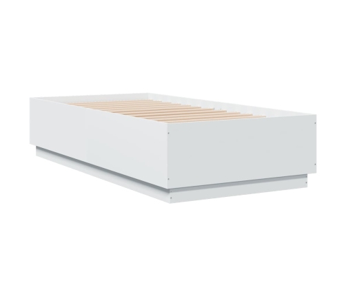 Estructura cama con luces LED madera ingeniería blanco 75x190cm