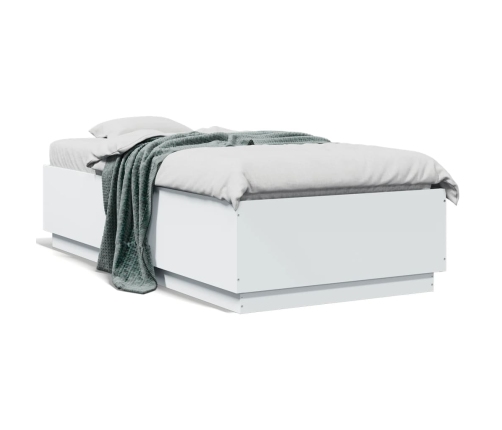 Estructura cama con luces LED madera ingeniería blanco 75x190cm