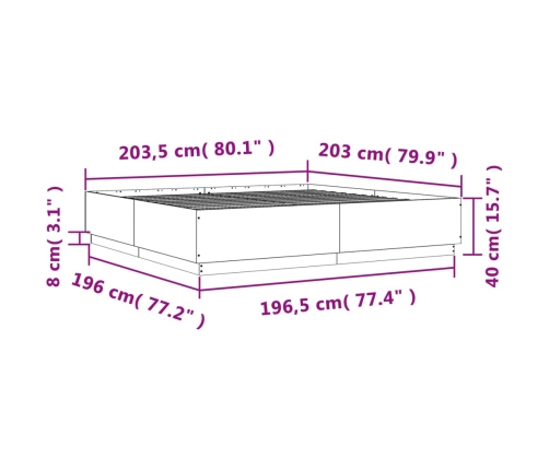 Estructura de cama madera de ingeniería blanca 200x200 cm