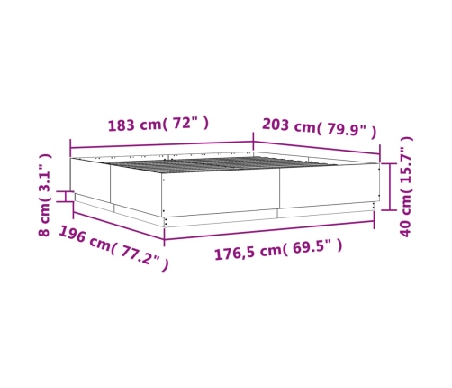 Estructura de cama madera de ingeniería gris Sonoma 180x200 cm