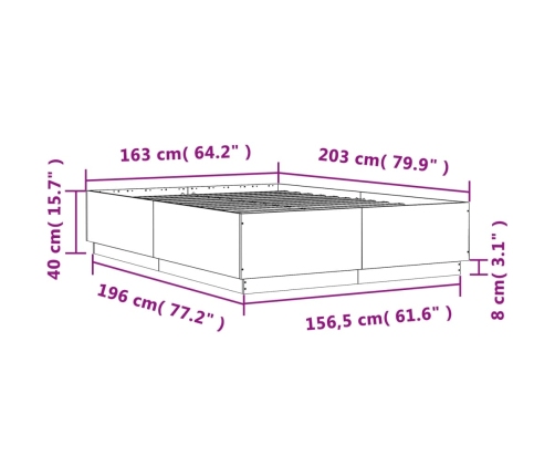 Estructura de cama madera de ingeniería gris hormigón 160x200cm