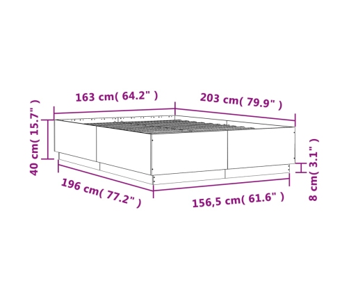 Estructura de cama madera de ingeniería gris Sonoma 160x200 cm