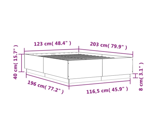 Estructura de cama madera de ingeniería gris Sonoma 120x200 cm