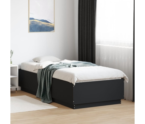 Estructura de cama madera de ingeniería negra 100x200 cm