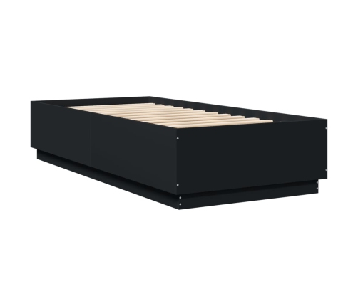 Estructura de cama madera de ingeniería negra 100x200 cm