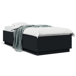 Estructura de cama madera de ingeniería negra 100x200 cm