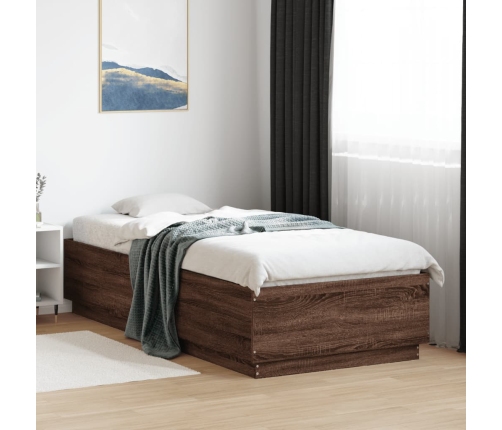 Estructura de cama madera de ingeniería roble marrón 90x200 cm