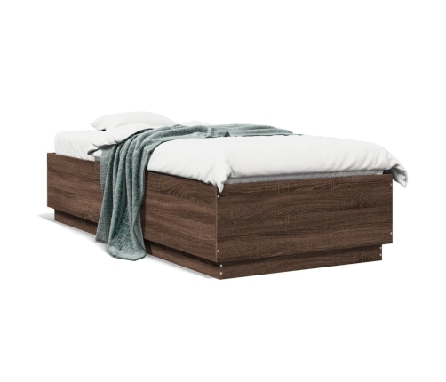 Estructura de cama madera de ingeniería roble marrón 90x200 cm