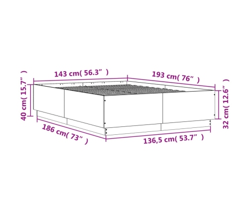 Estructura de cama madera de ingeniería roble Sonoma 140x190 cm