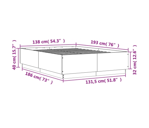 Estructura de cama madera de ingeniería blanca 135x190 cm