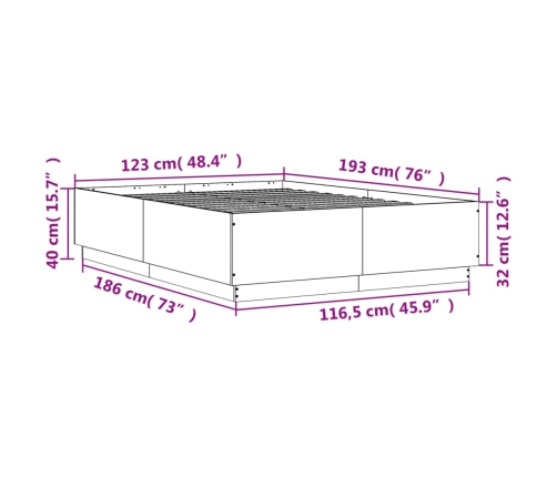 Estructura de cama madera de ingeniería blanca 120x190 cm