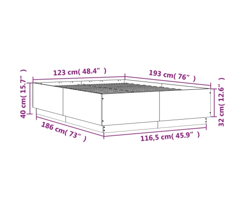 Estructura de cama madera de ingeniería roble ahumado 120x190cm