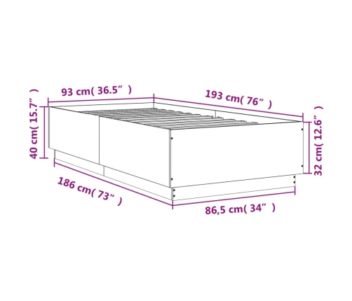 Estructura de cama madera de ingeniería blanca 90x190 cm