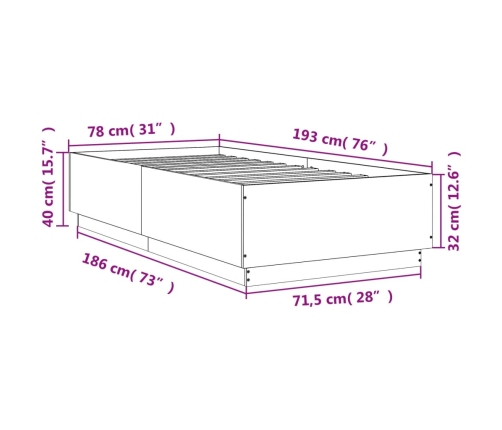 Estructura de cama madera de ingeniería blanca 75x190 cm