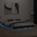 Estructura de cama con luces LED roble ahumado 200x200 cm