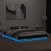 Estructura cama LED sin colchón cuero sintético negro 180x200cm