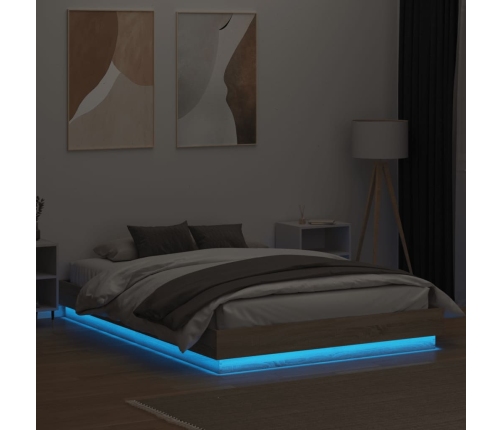 vidaXL Estructura de cama con luces LED roble Sonoma 160x200 cm