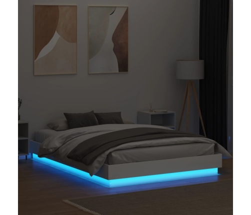 Estructura de cama con luces LED blanco 150x200 cm