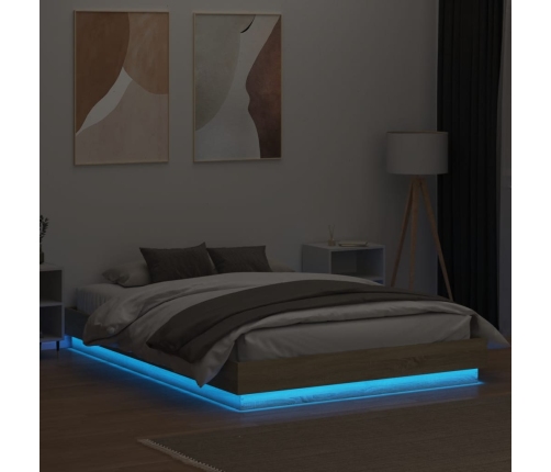 Estructura de cama con luces LED roble Sonoma 120x200 cm