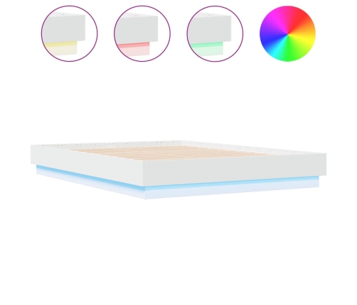 vidaXL Estructura de cama con luces LED blanco 140x190 cm