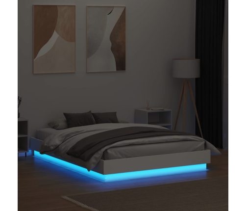 vidaXL Estructura de cama con luces LED blanco 140x190 cm