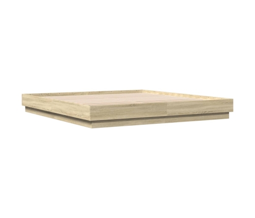 Estructura de cama madera de ingeniería roble Sonoma 200x200 cm