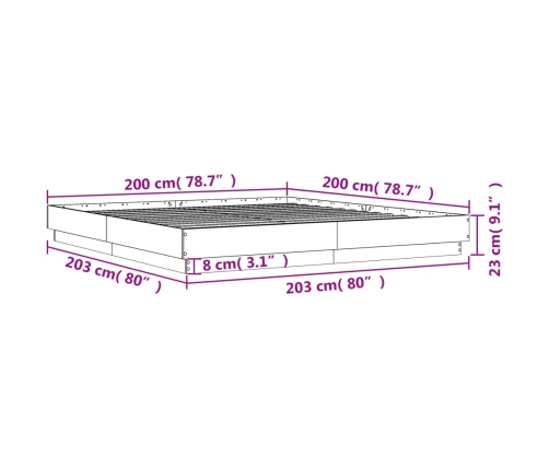 Estructura de cama madera de ingeniería roble ahumado 200x200cm