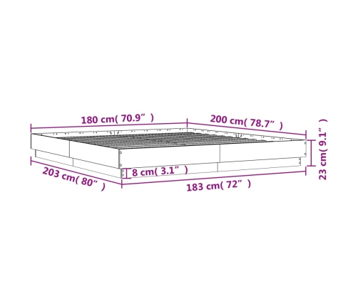 Estructura de cama madera de ingeniería gris hormigón 180x200cm