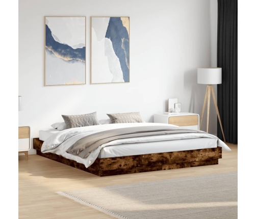 vidaXL Estructura de cama madera de ingeniería roble ahumado 180x200cm