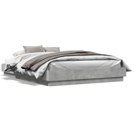 Estructura de cama madera de ingeniería gris hormigón 160x200cm