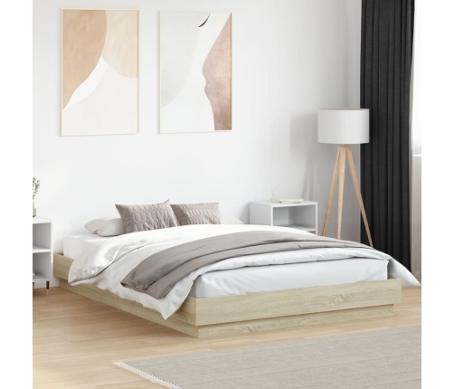 Estructura de cama madera de ingeniería roble Sonoma 150x200 cm