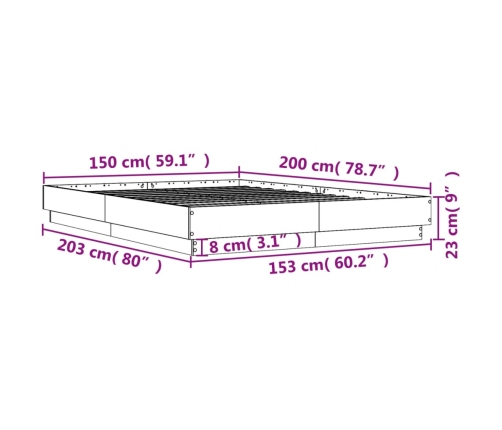 Estructura de cama madera de ingeniería roble ahumado 150x200cm